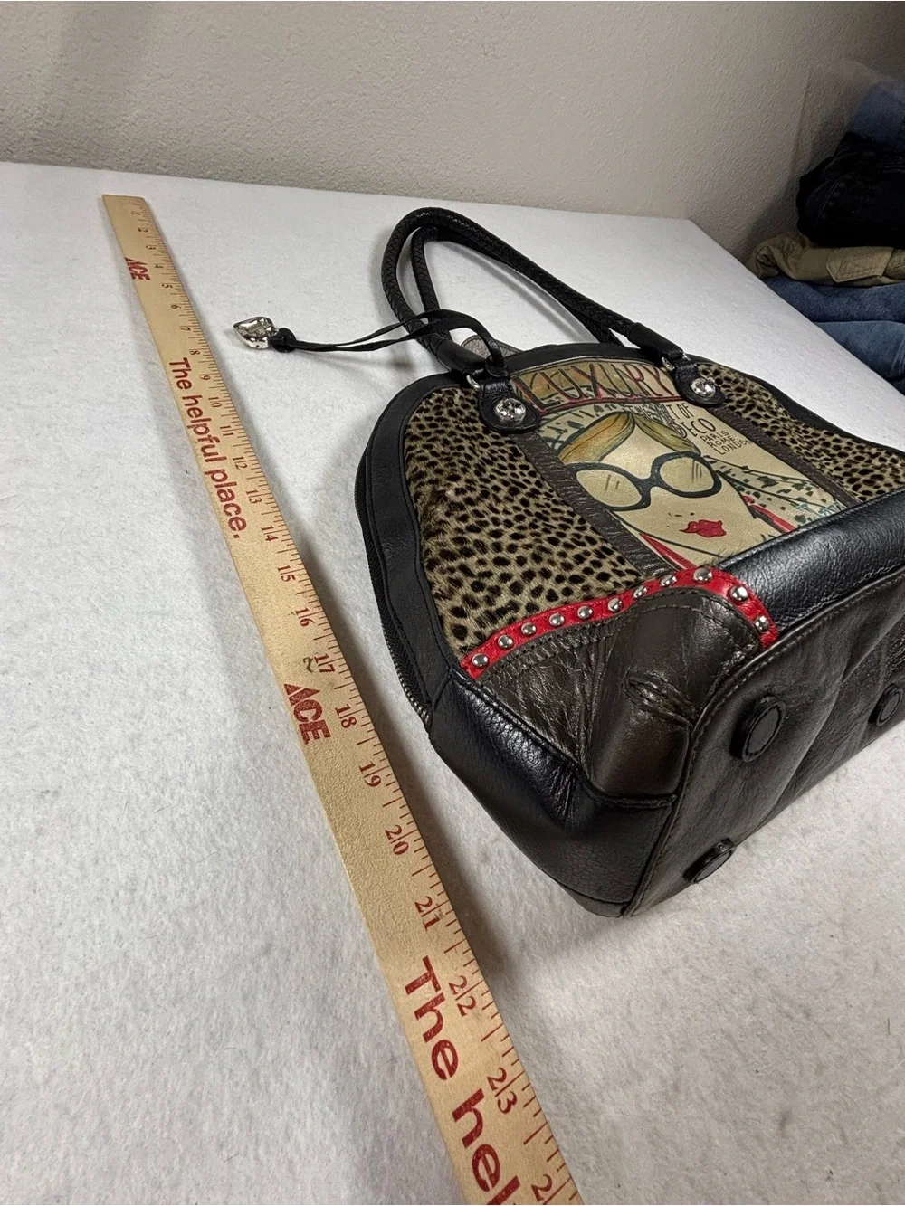 Retired Authentic Brighton “Luxury – The Art of Deco” Large Satchel Leopard Hair